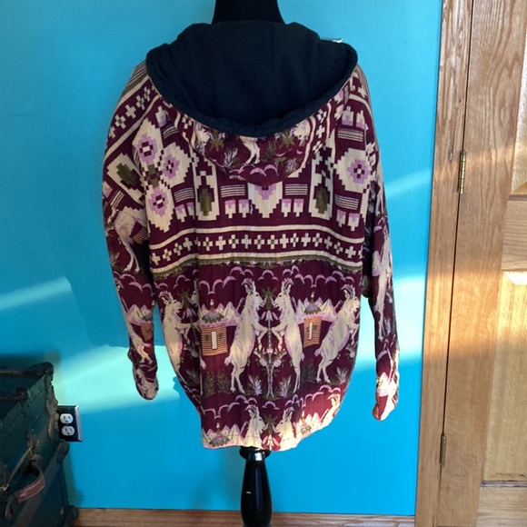 Global Imports Ltd. Zipper cinch waist jacket goat and abstract pattern vintage - Picture 4 of 11